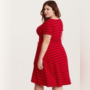 Red black striped dress